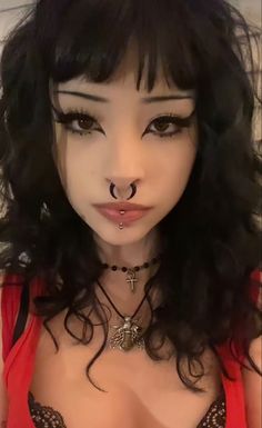 Tilted Head Hair Drawing, Pincher Septum Ring, Small Stretched Septum, Goth Username Ideas Instagram, Grunge Pfp Drawing, Emo Baddie Makeup, Goth Latina Makeup, Cute Alt Makeup