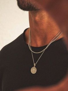 Plateado punk,Vintage Collar  Aleación de zinc   Embellished Mens Grunge Jewelry, Necklaces For Men Gold, Simple Mens Jewelry, Men’s Chains, Men’s Accessories, Men’s Jewelry, Mens Grunge, Cottagecore Accessories, Compass Pendant Necklace