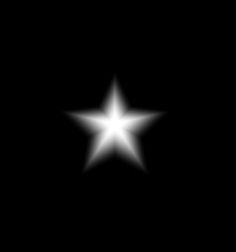 a white star on a black background with the light reflecting off it's side