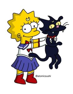 the simpsons and her cat are hugging