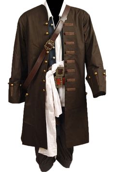 Jack Sparrow Halloween, Pirates Of The Caribbean Jack Sparrow, Jack Sparrow Cosplay, Jack Sparrow Costume, Steampunk Coat, Belt Shirt, Pirate Cosplay, Halloween Suits, Pirate Jacket