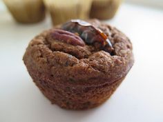 a close up of a muffin on a table