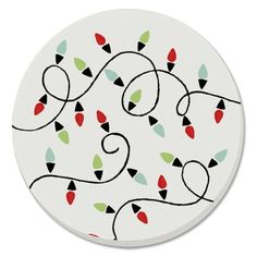 a white plate with christmas lights on it