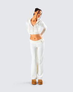 Make any day cuter and cozier with these white knit pants 🤍 Complete with a ribbed fold over top edge and wide leg fit, this piece is the perfect look for grocery store runs, self care days, and everything in between White Knit Bottoms For Fall, Comfortable White Pants For Fall, White Ribbed Bottoms For Fall, White Knit Wide Leg Pants, White Knit Wide-leg Pants, White Stretch Sweatpants For Loungewear, White Stretch Sweatpants For Lounging, Cozy White Bottoms For Fall, Spring White Ribbed Pants