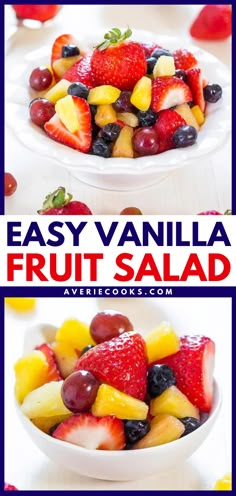 an easy fruit salad with fresh berries and pineapples