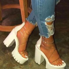 Women Platform Sandals, Chunky Heels Sandals, Open Toe Sandals, Chunky Heel, Strappy Heels, Holiday Fashion, Ankle Strap Sandals, Cute Shoes