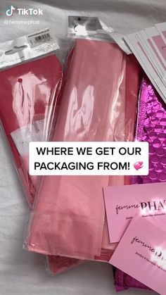 there are pink and purple items in the package