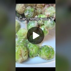 a plate full of brussel sprouts with the words can i tempfy you?