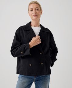 Women’s Boulevard Brushed Twill Double Breasted Light Jacket made with Organic Cotton | Pact Winter Utility Jacket Versatile Style, Versatile Fall Utility Jacket, Personal Marketing, Light Jacket, Fair Trade, Double Breasted, Everyday Wear, Coats Jackets, Organic Cotton