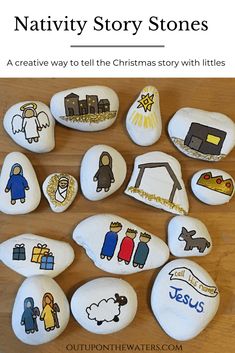 rocks with nativity story stones painted on them