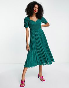 Midi dress by ASOS DESIGN The scroll is over Jacquard chevron pattern Sweetheart neck Shirred, stretch waist Regular fit Green Ruched Midi Dress, Green Midi Dress With Pleated Bodice, Green V-neck Midi Dress With Smocked Bodice, Elegant Green Midi Dress With Smocked Back, Elegant Green Midi Dress With Smocked Bodice, Fitted Green Midi Dress With Smocked Bodice, Green Fitted Midi Dress With Smocked Bodice, Green Midi Dress With Smocked Bodice, Green Smocked Bodice Midi Dress