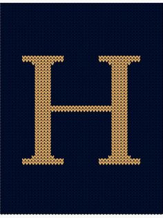 the letter h is made up of small circles and dots on a dark blue background