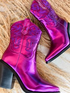 Set your style apart with these purple glam Sergio metallic boots! Tailored with pull tabs + black sole and heel. Who said you can't have fun in the wild west? Now you can, with these statement-making boots! 3.5 inch heel Purple Boots For Fall Party, Western Snip Toe Moto Boots For Party, Western Style Snip Toe Moto Boots For Party, Party Western Moto Boots With Snip Toe, Western-style Party Moto Boots With Snip Toe, Purple Heeled Boots For Fall Party, Fall Purple Ankle Heeled Boots, Purple Ankle Boots For Party, Purple Ankle Heeled Boots For Fall