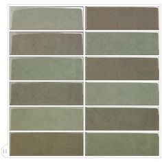 several different shades of gray and green tile on a white background, each with one square in the middle