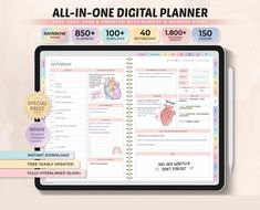 a planner with the text all - in - one digital planner