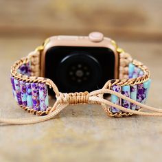 Beaded Apple Watch Strap Jasper Stone Apple Watch Bracelets, Bracelet Apple Watch, Stone Wrapping, Apple Watch Faces, Natural Stone Bracelets, Apple Watch Strap, Jasper Stone, Natural Brown, Apple Watch Band