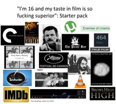 an advertisement for the film festival is shown in black and white, with many different logos