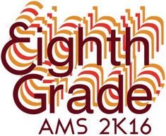 the logo for eighth grade ams 2k16 is shown in red and orange