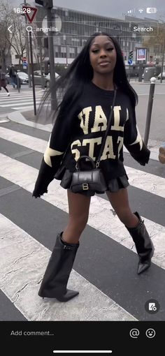 Ego Boots Outfit, Jaded London Skirt Outfit, Outfits With Shark Boots Black Women, Winter Skirt Outfit Black Women, Calf Boots Outfit Black Women, Sharkboots Outfit Ideas, Luxury Black Women Outfits, Paris Outfit Black Women, Skirt And Boots Outfit Black Women