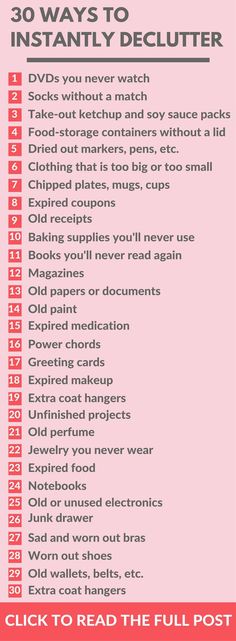 the 30 ways to declutter poster with instructions for how to do it in minutes