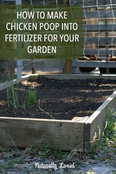 a garden bed with the words how to make chicken poop into fertiizer for your garden