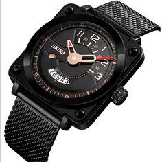 Men's Luxury Analog Quartz Calendar Waterproof Wrist Watches Mesh Band Ip Black Plating Steel Watch Outdoor Wear-resistant Watch With Rectangular Dial, Digital Sports Watches, Mens Sport Watches, Football Equipment, Watch Fashion, Waterproof Watch, Mens Luxury, Garmin Watch, Sport Watches