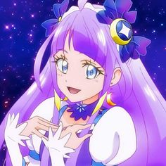 An Anime, Stars, Purple, Hair, Anime, Blue