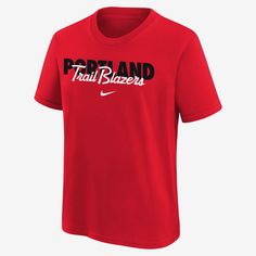 This Portland Trail Blazers DNA tee is made with soft, lightweight fabric to help keep you comfortable all-season-long. Nike University Red Tops For Sports Season, Nike Collegiate Red Tops, Nike Red Collegiate Top, Red Nike Tops For Sports Season, Red Nike Tops With Team Spirit, Nba T Shirts, Nike Nba, Portland Trail Blazers, Portland Trailblazers