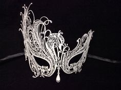 Swan Masquerade Mask, White Venetian Masquerade Mask For Wedding, Elegant Silver Masks As Gift, White Venetian Masquerade Mask As Gift, White Venetian Masquerade Mask For Gift, Elegant Halloween Masks As Gifts, Elegant Silver Masquerade Mask For Wedding, Elegant Wedding Masquerade Mask Adjustable, Elegant Masquerade Mask For Carnival Gift