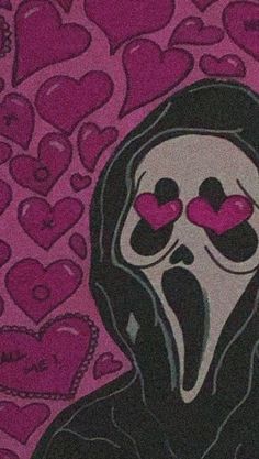 a painting of a person wearing a hoodie with purple hearts in the shape of heart shapes