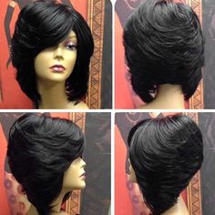 Layered Side Bangs, Short Quick Weave, Inverted Bob Hairstyles, Natural Hairstyle, Medium Bob Hairstyles, Inverted Bob, Quick Weave