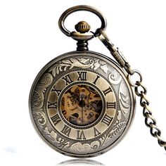 STEAMPUNK POCKET WATCH ROMAN STYLE Modern Pocket Watch, Skeleton Pocket Watch, Men Fashion Vintage, Steampunk Pocket Watch, Steampunk Pendant, Mechanical Pocket Watch, Mechanical Hand, Fob Watch, Pocket Watch Chain