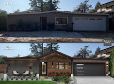 before and after photos of a house in the suburbs