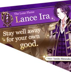 the banner for lance ira is displayed in front of an image of a man with purple hair