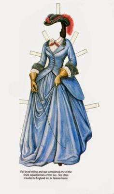 a drawing of a woman in a blue dress with a cross on it's head