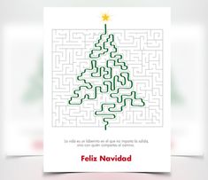 a christmas tree is shown in the middle of a square maze with words below it