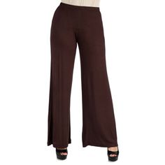 These comfortable palazzo pants are so easy to wear youll want them in every color! Featuring an elastic waist, stretch material, flared pant legs, and a relaxed fit. Available in ten color options and made from a comfortable stretch material that is machine washable.,R013508 MADE IN THE USA Made In The USA Size: 1X. Color: Brown. Gender: female. Age Group: adult. Pattern: solid. Womens Palazzo Pants, Palazzo Pant, Palazzo Pants, Flare Pants, Women's Leggings, Gender Female, Color Options, Pajama Pants, Made In Usa