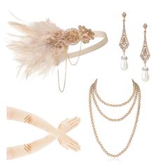 PRICES MAY VARY. Champagne Gold 1920s flapper set Includes: Gold gatsby headpiece 1pc,70'' pearl necklace 1 pack, champagne costume gloves 1 pair, art dero earrings 1 pair. What you see is what you get. Flapper headband: High quality shiny crystal with elastic ribbon,good for theme party, wedding and also daily wear. All of the items are one size that fits most adults Great Gatsby Accessories:70" Pearl Necklace:Timeless classic style,knotted in between each pearl,it's weighty and not cheap plast Elegant Gold Costume Accessories For Party, Gold Gatsby Style Party Jewelry, Gatsby Style Gold Evening Jewelry, Evening Gatsby Style Gold Jewelry, Evening Gatsby Gold Jewelry, Vintage Beige Jewelry For Party, Vintage Beige Party Jewelry, Beige Vintage Jewelry For Party, Champagne Costume