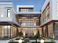 Villa-30 on Behance U Shape Modern House, U Shape House Design Exterior, U Shape Villa Design, U Shaped Villa, U Shape Villa, Luxury Modern Villa Design Exterior, Luxury Villa Design Exterior, Double Villa, Modern Villa Plan