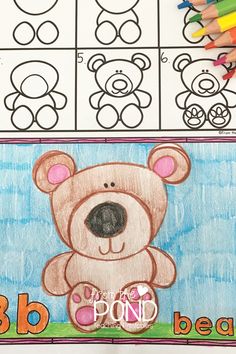 a drawing of a teddy bear with the letters b and d