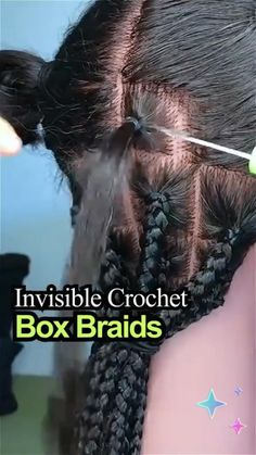 Braids To Back For Black Hair, How To Care For Goddess Braids, How To Crochet Box Braids, Diy Knotless Box Braids On Yourself, Crochet Knotless Braids, Crochet Braids Tutorial, Crotchet Box Braids, Learn To Braid, Crochet Box Braids Hairstyles