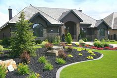 26 rock landscaping ideas front yard 16 Black Lava Rocks Landscaping, Diy Rock Landscaping Ideas, Lava Rock Landscape, Black Rock Landscaping, Covered Walkway, Traditional Garden, Garage Ideas