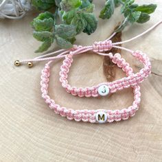 Lovely boho chic style bracelets, designed for everyday wear. These cute bracelets were made using waterproof cord. These delicate bracelets are perfect for matching with your loved ones. Pink Macrame Bracelets For Gift, Pink Macrame Braided Bracelets As A Gift, Pink Macrame Bracelets As Gift, Pink Macrame Braided Bracelet As Gift, Pink Macrame Bracelet For Gift, Pink Handmade Friendship Bracelets As Personalized Gift, Handmade Pink Nylon Cord Friendship Bracelets, Handmade Pink Braided Nylon Cord Bracelet, Trendy Handmade Friendship Bracelets For Mother's Day