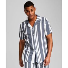 For An Effortless Casual Style, Reach For This Short Sleeve Camp Shirt By And Now This. Its Camp Collar, Supremely Soft Weave Fabrication And Striped Body Exude A Welcoming, Laid-Back Vibe. Short Sleeves Imported Striped Styling Camp Collar Regular Fit Rayon Machine Washable Striped Camp Collar Shirt For Beach, Striped Camp Collar Top With Relaxed Fit, Striped Relaxed Fit Top With Camp Collar, Striped Cotton Camp Shirt For Vacation, Striped Collared Beach Top, Striped Collared Tops For Beach, Striped Collared Top For The Beach, Casual Striped Shirt For Loungewear, Striped Cotton Shirt For Loungewear