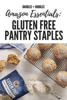 gluten - free pantry staples with text overlay