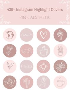 pink aesthetic stickers with the words instagramn highlight covers