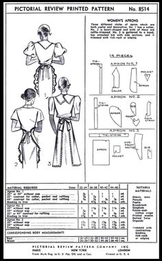 an old fashion sewing pattern for women's blouses and dresses, with instructions