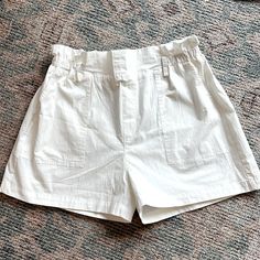 These Cute Shorts Are Super Comfortable. They Are Brand New Without Tags Never Worn. I Ordered These Directly From Ascot & Hart Website. They’re Just A Little Too Big For Me. They Are A Size Medium. Please See Pics For Measurements. They Have Pockets And Are Fully Lined. High Rise Shorts With Elastic Waistband For Day Out, White Paperbag Waist Casual Bottoms, White Cotton Shorts With Paperbag Waist, White Cotton Paperbag Waist Shorts, Cute Shorts, The Row, White Shorts, Color White, Size Medium