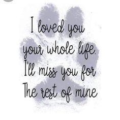 a paw print with the words i loved you your whole life, i'll miss you for the rest of mine