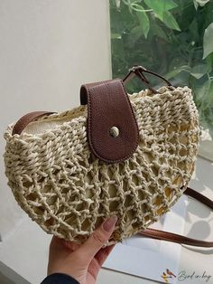 BirdinBag - Summer Hollow Out Mini Straw Bag Ideal for Beach Travel Beach Season Pouch Shoulder Bag, Beige Pouch Shoulder Bag For Beach, Vacation Pouch Shoulder Bag With Adjustable Strap, Beige Pouch Bag For Vacation, Beach Shoulder Bag With Large Capacity, Trendy Beach Shoulder Bag With Removable Pouch, Beige Pouch Bag For Beach, Vacation Pouch Shoulder Bag With Removable Pouch, Trendy Shoulder Bag With Removable Pouch For Beach